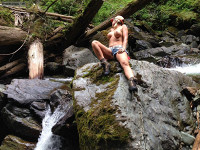 Topless wife,  outdoors pic,  waterfall pic