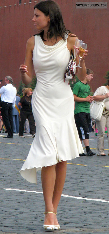 white dress, voyeur, see-through, sexy, candid woman