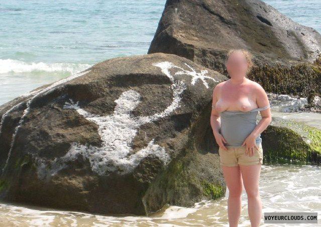 wife tits, beach, flashing, tanlines, tit flash, exposed boobs