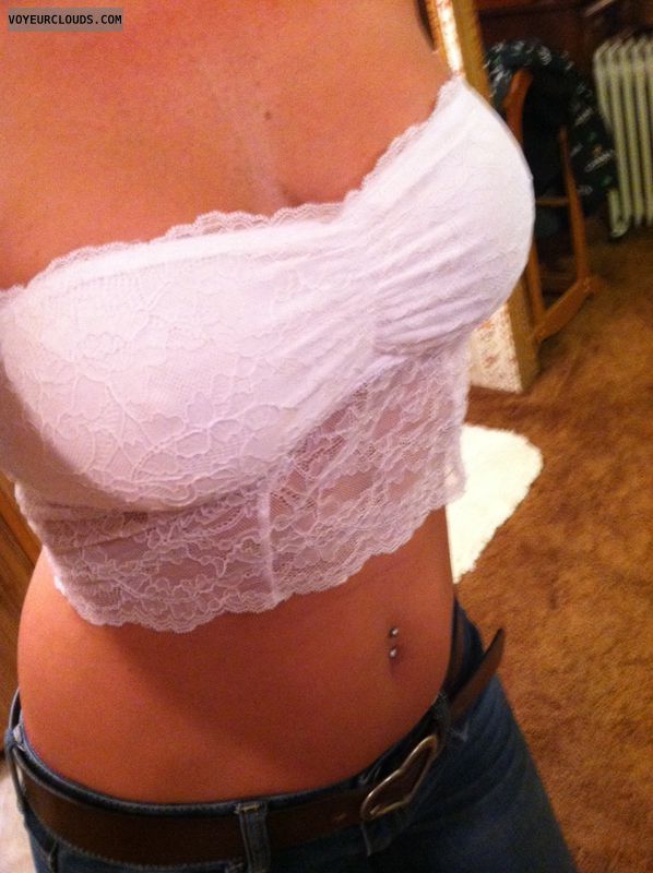 wife selfie, wife tits, lace, see-through, self pic