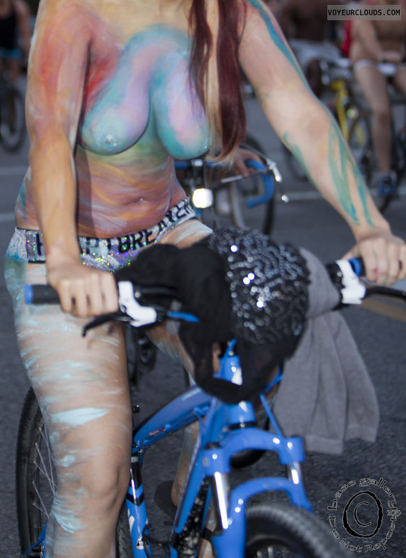 WNBR, painted tits, body paint, nude bike ride, topless