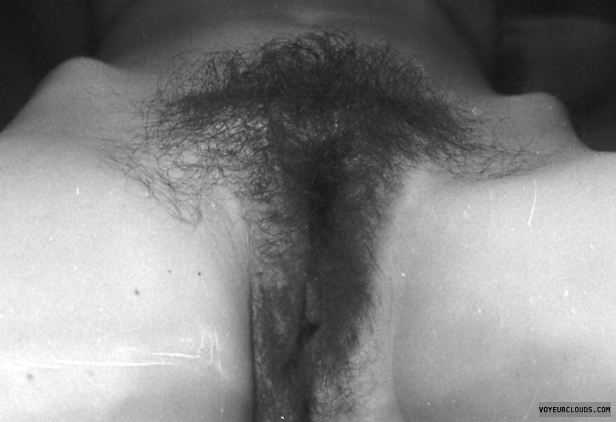 swinger wife, hotwife, black and white pic, bush, close up