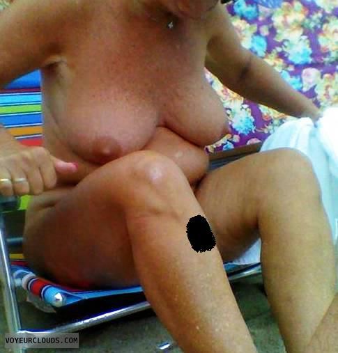 nude wife, naked wife, nude beach, hangers, hard nipples