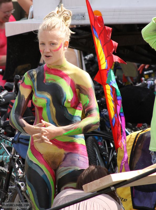 fremont, painted body, nude in public