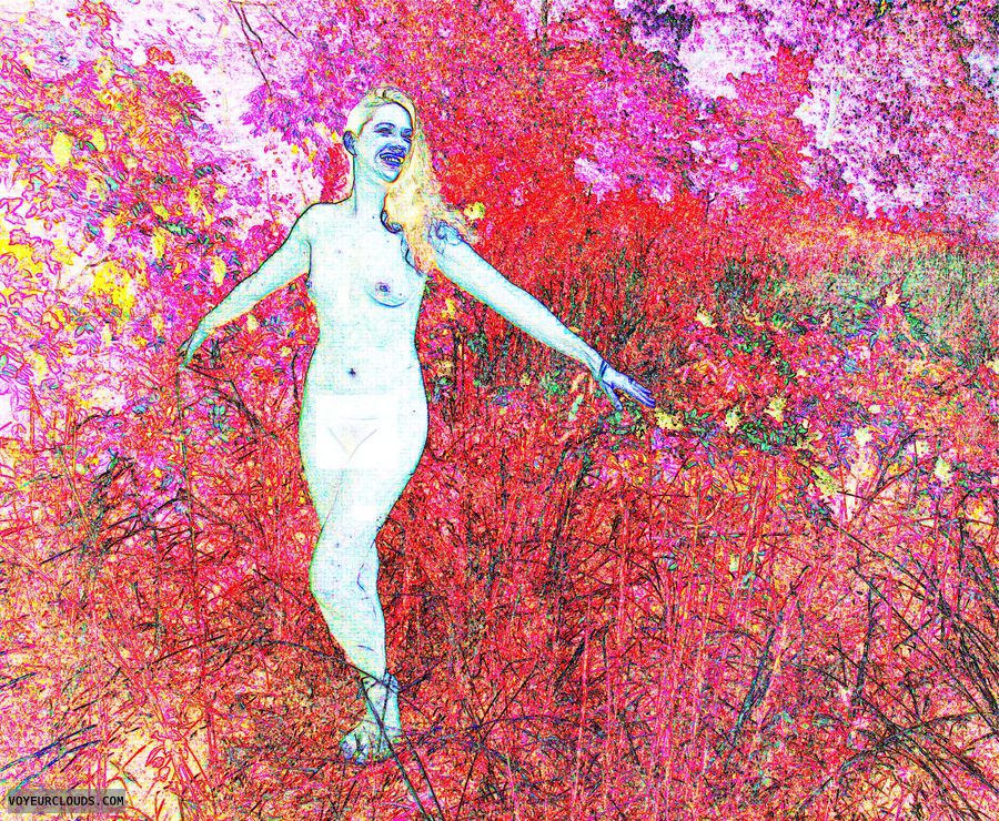 nude, art, ditigal, modified, red, expressionistic