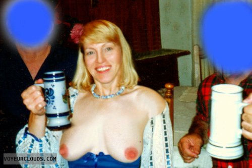 topless blonde, nfcm, bare breasts, tits and beer