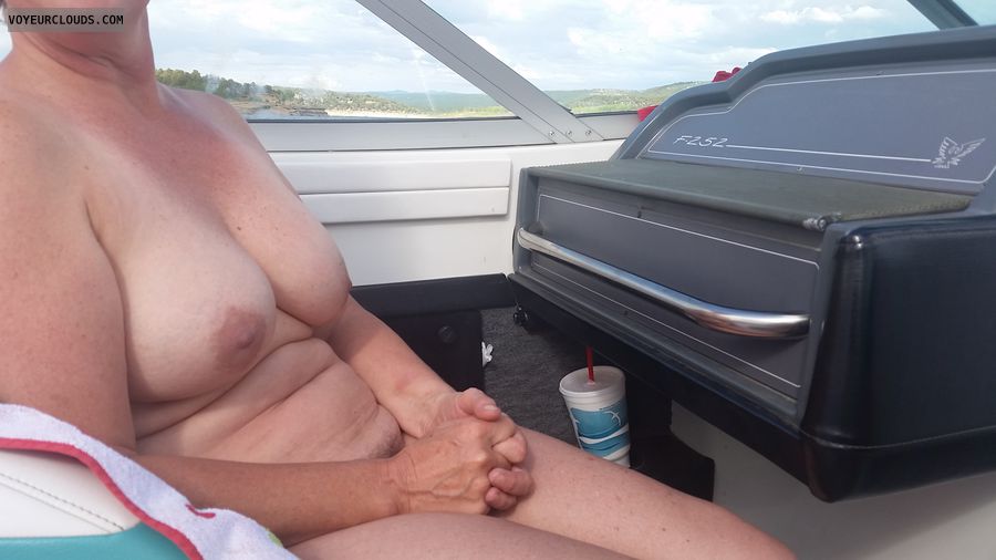 milf naked, nude milf, big tits, big boobs, boating
