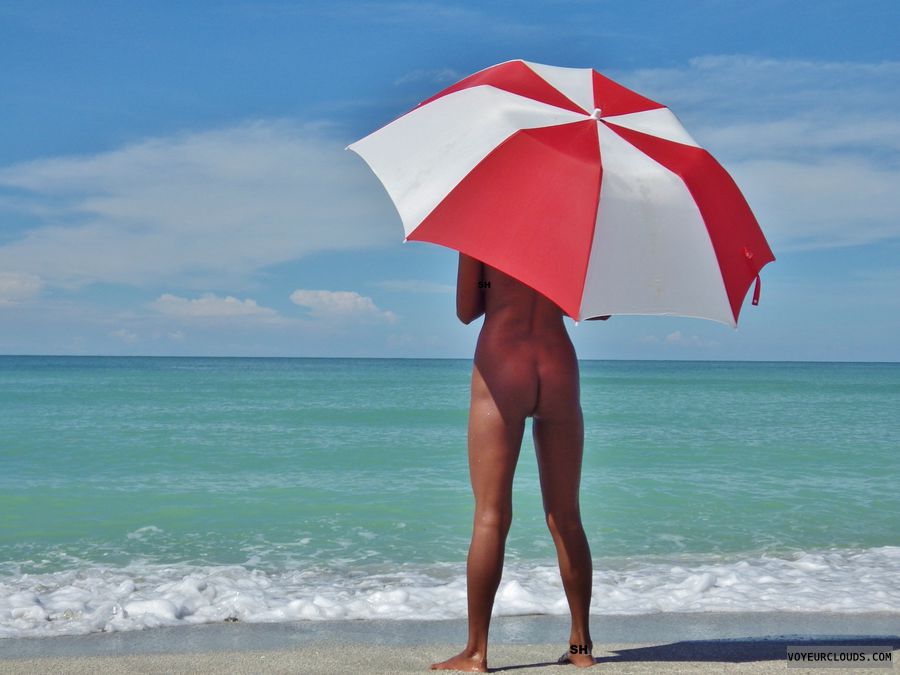 naked, beach, tanned, butt, legs, water, waves, sun