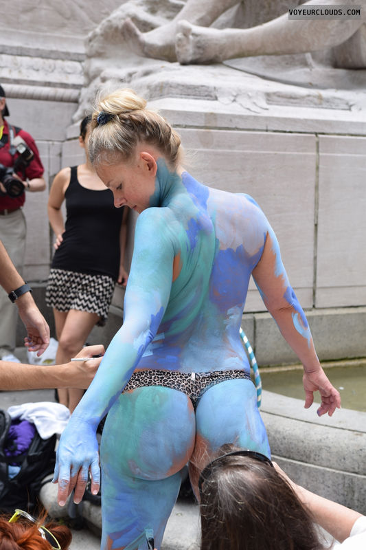 street voyeur, body paint, public, outdoors