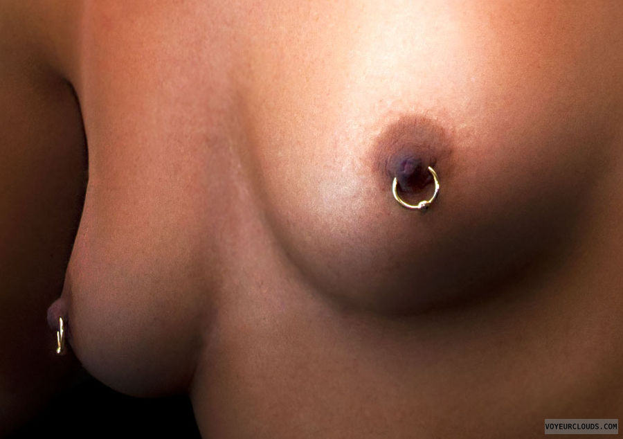 wife tits, pierced nipples, dark nipples, hard nipples