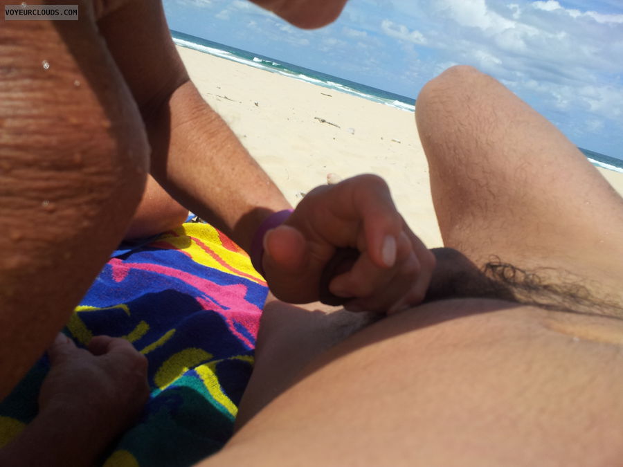 handjob, outdoors, nude beach