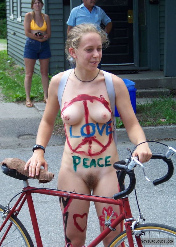 nude in public, exposed, nude biking