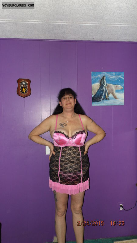 lingerie, pink and black, lace, wife, milf, hotwife