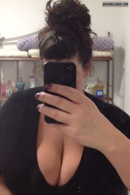 Big boobs, big tits, deep cleavage, selfie