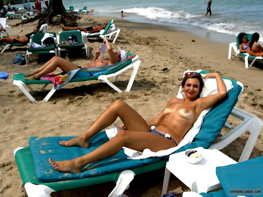 nude wife, beach, topless, tits