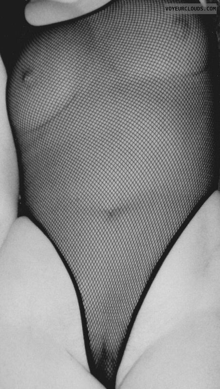 black fishnet, body, seethrough, hard nipples, small tits