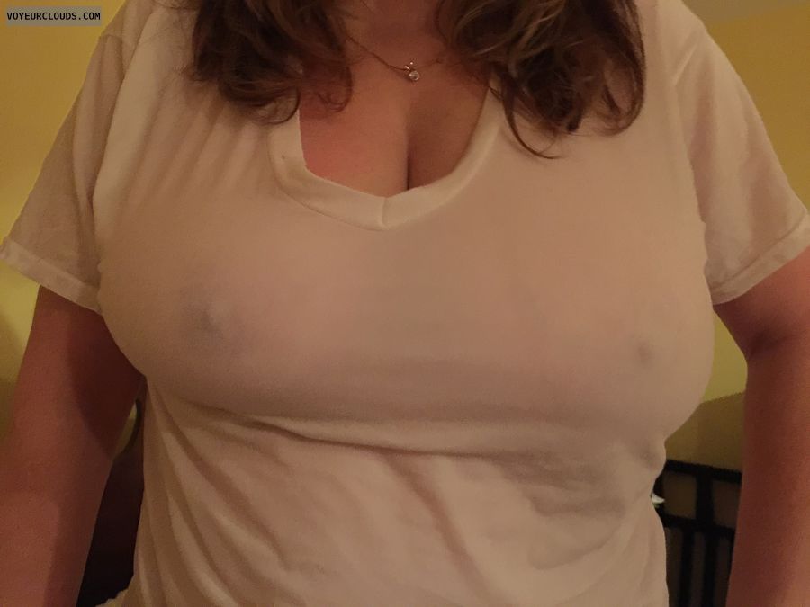 Wet Tshirt, big tits, brunette, wife tits, milf tits