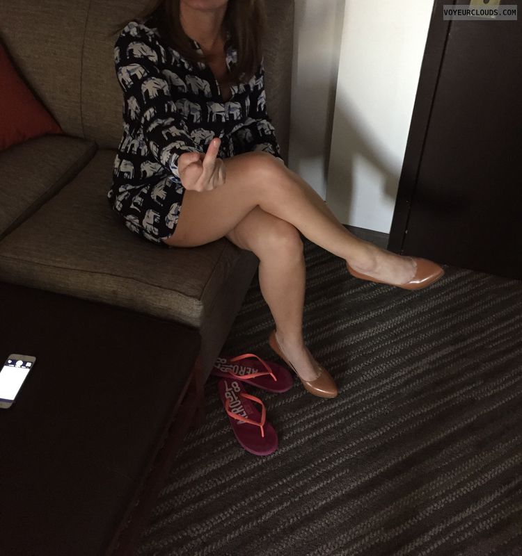 Milf, Heels, Sexy legs, Dress, Hotel
