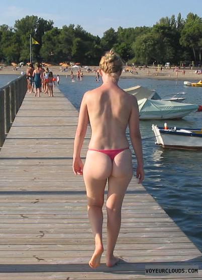 ass topless beach blonde