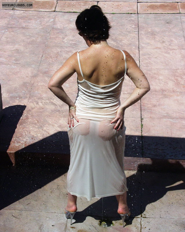sexiest ass, wet dress in public, transparent