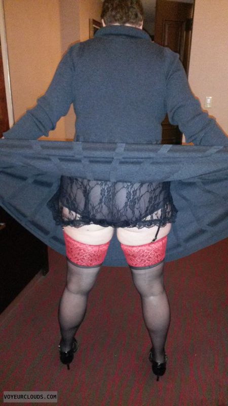 round ass, milf, see through, panties, stockings