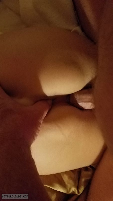Doggy style, round ass, couple sex, Thumb on ass