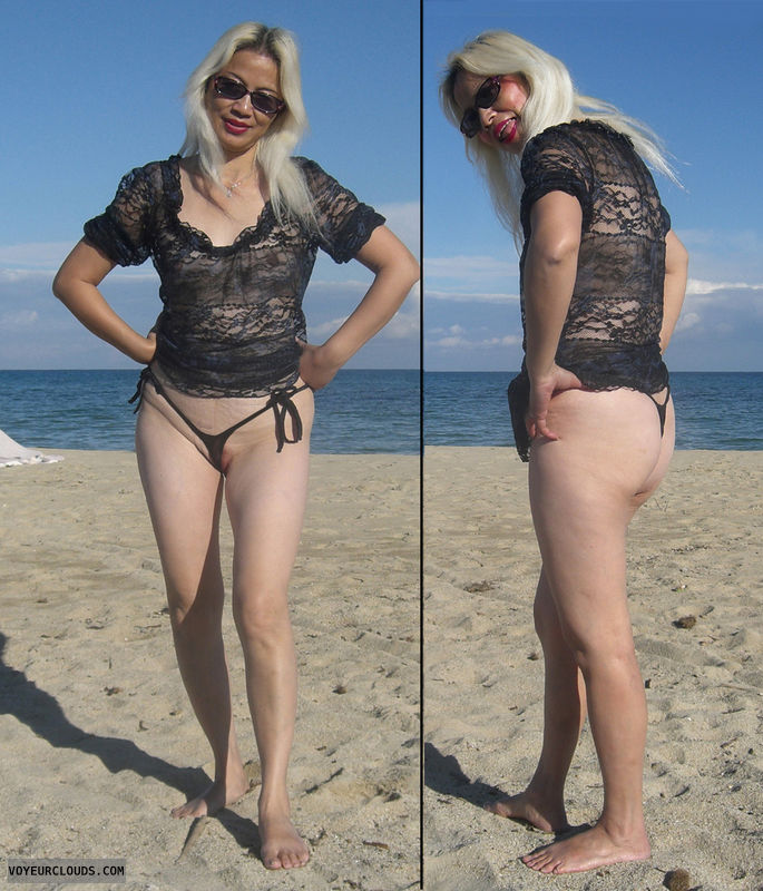 blonde, shine thru, beach, sexy
