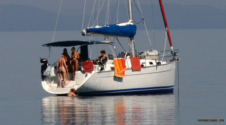 nude girls, asses, tits, Sailing boat, Mediterranean