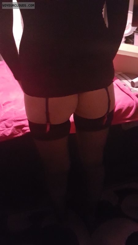 Ass, legs, suspenders, nude, tits, pussy, wife, hot