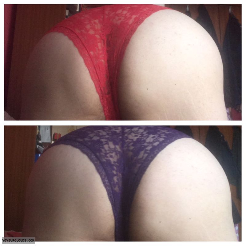 red panties, purple panties, lace panties, big ass