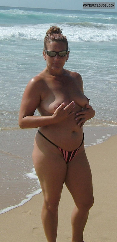 topless, tits, milf, beach, mature
