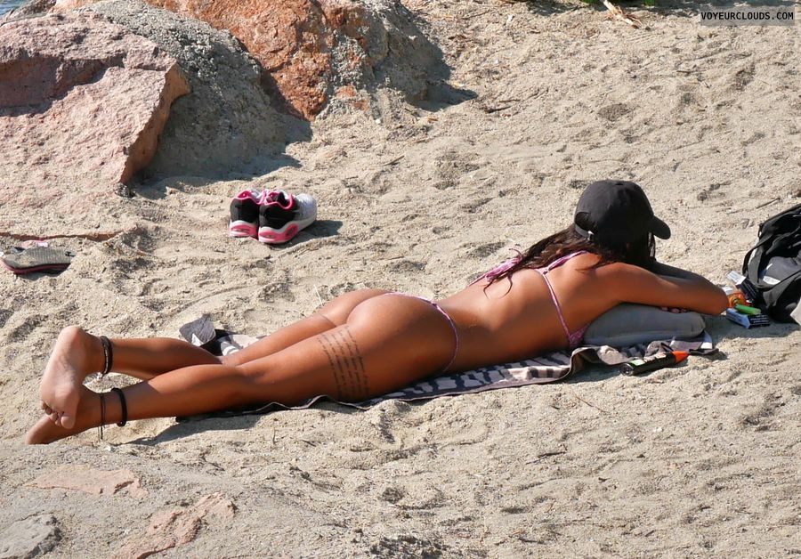 Ass, bottom, bikini, girl, sexy, sunbathing, Tattooed