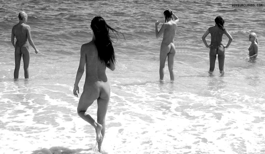lesgirls, nude, ass, beach, bum