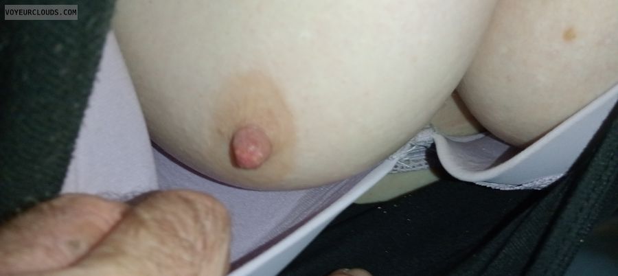 Wife\'s firm perky tits, Wife\'s hard nipples, Public tit flash